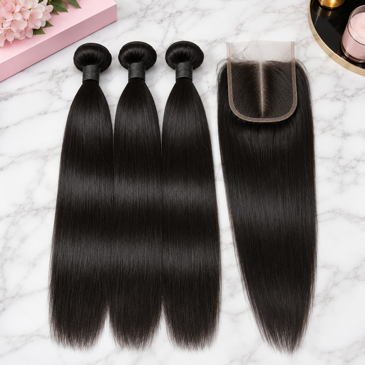 Double Drawn Straight Hair Bundle Deal 26 Inch